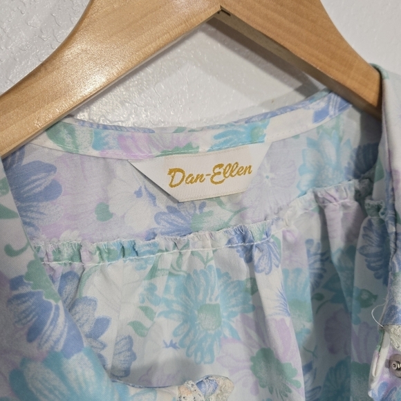 Dan-Ellen 80s Floral Lace Snap House Coat Night Gown Large - Picture 3 of 8